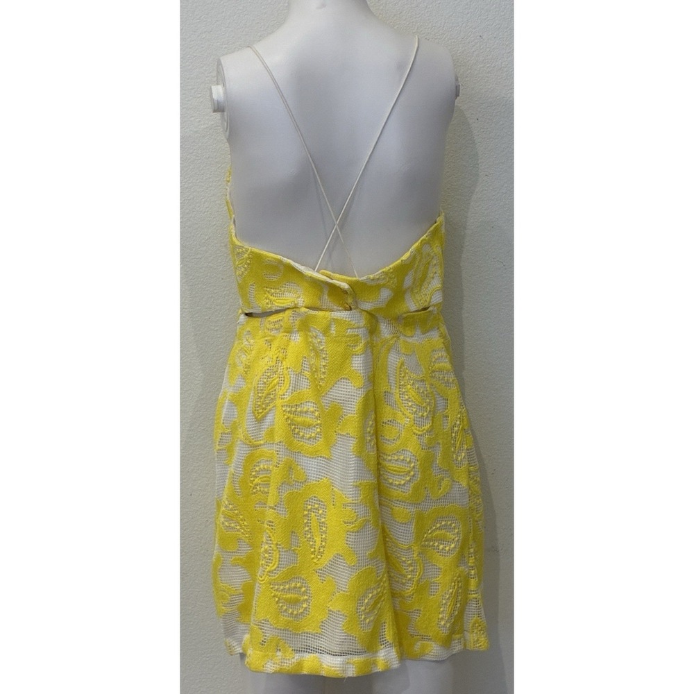 Maeve‎ Anthropologie Lace Babydoll Strappy Backless Mini Dress Size 10 Yellow - Picture 4 of 16